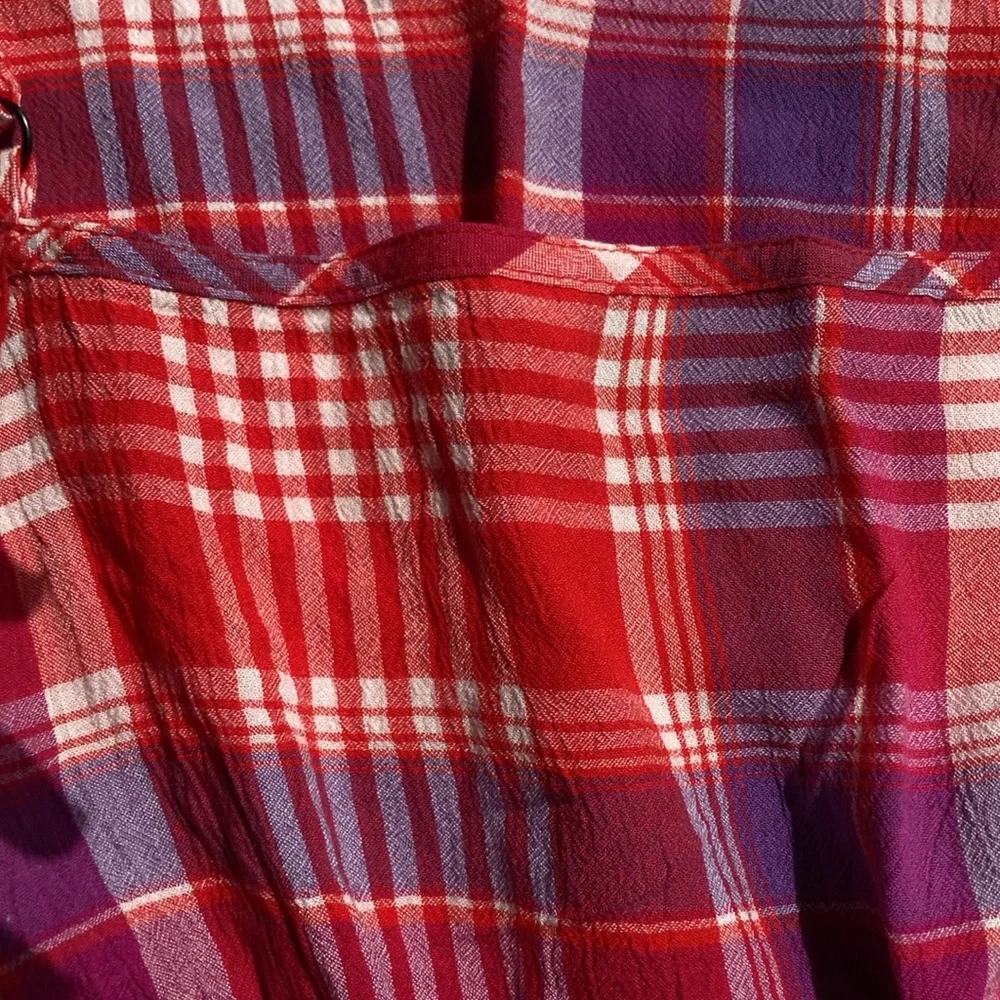 So Crop top red plaid cinch waist cropped tank top casual boho sleeveless - Picture 10 of 16